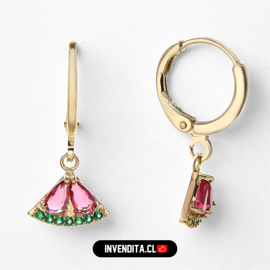 Aros enchapados en oro argollas con colgantes de sandía