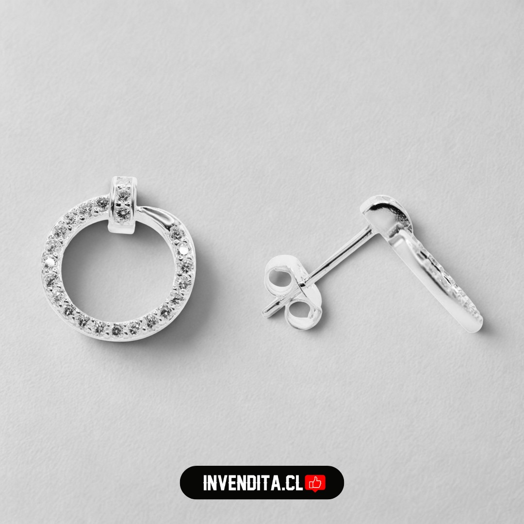 Aros de plata 925 estilo arete circular con circones