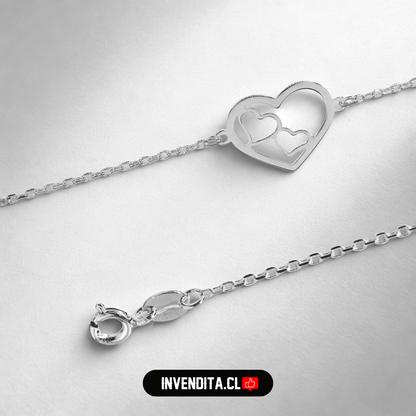 Pulsera de plata 925 figura de corazones