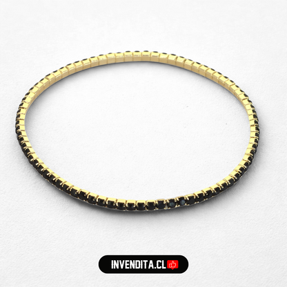 Pulsera enchapada en oro elástica con circones onix