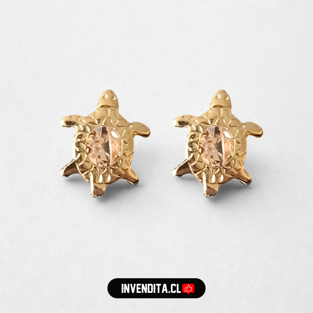 Aros enchapados en oro tortuga con circón rosa