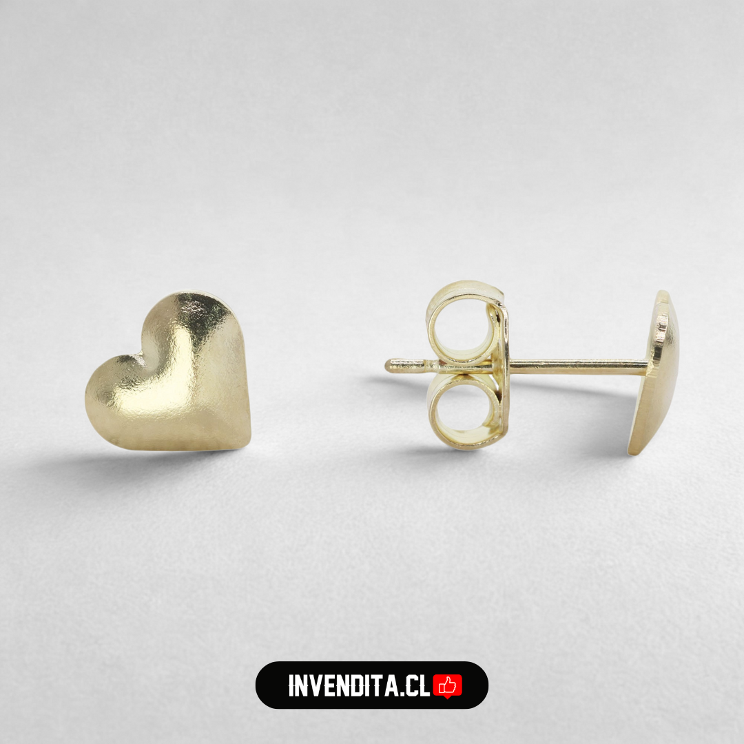 Aros enchapados en oro diseño corazón liso