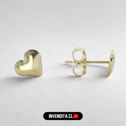 Aros enchapados en oro diseño corazón liso