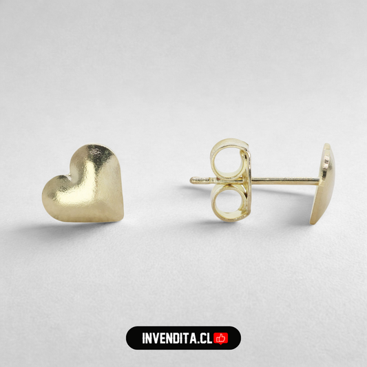 Aros enchapados en oro diseño corazón liso