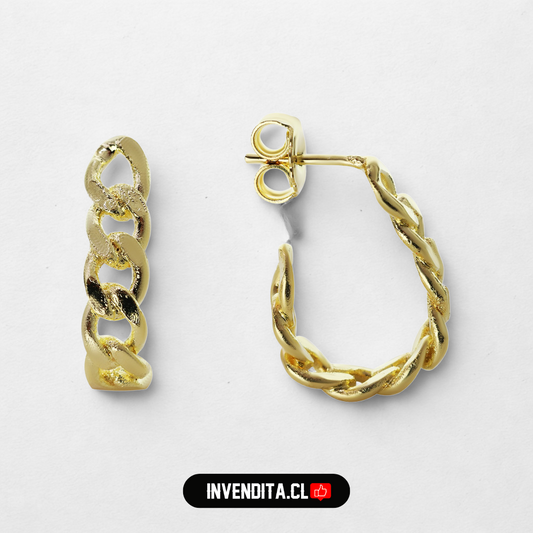 Aros enchapados en oro argollas estilo cadena