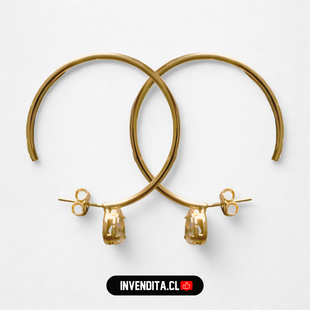 Aros enchapados en oro argollas con circón estilo lady