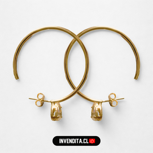 Aros enchapados en oro argollas con circón estilo lady