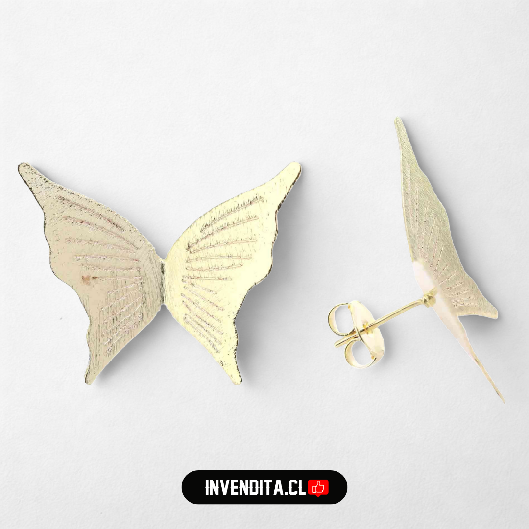 Aros enchapados en oro mariposas satinadas