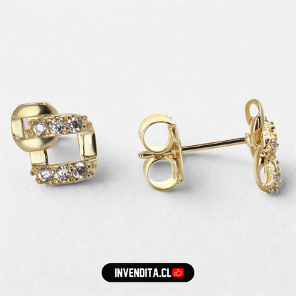 Aros enchapados en oro estilo marcos cruzados con circones