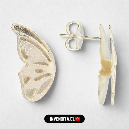 Aros enchapados en oro alas de mariposa