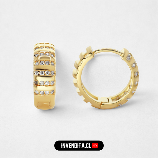 Aros enchapados en oro argollas y bordes con circones
