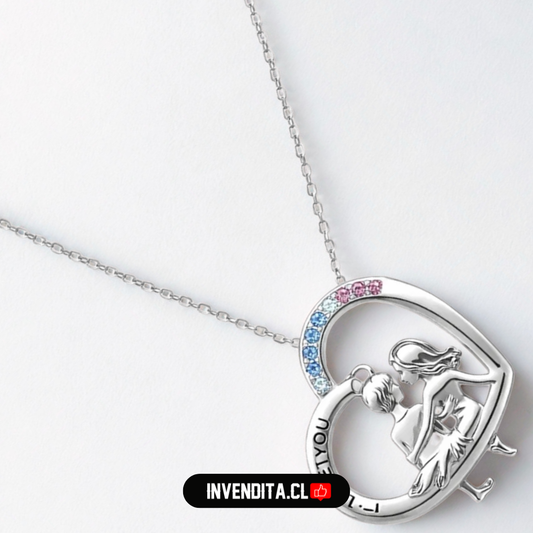 Collar de plata 925 corazón madre e hija con circones