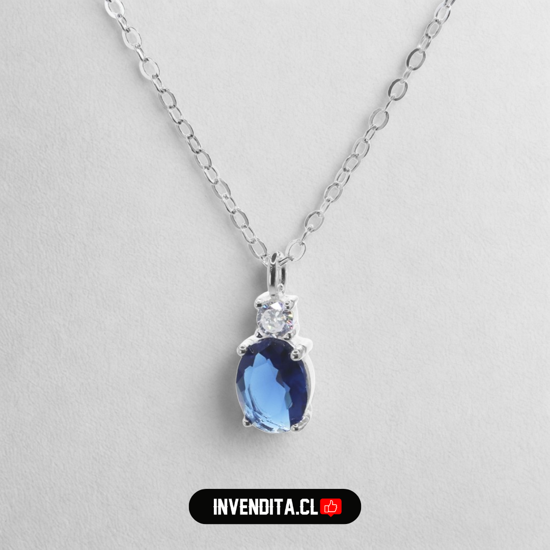 Collar de plata 925 con circón azul