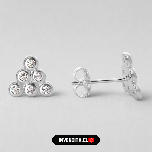 Aros de plata 925 estilo pirámide con circones