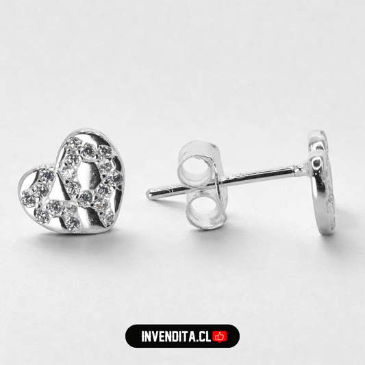 Aros de plata 925 corazón martillado