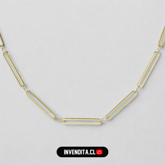 Collar enchapado en oro eslabones ovalados largos