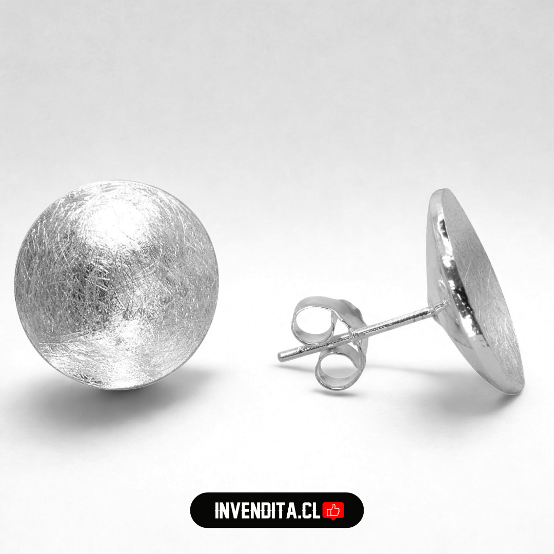 Aros de plata 925 botones hundidos satinados