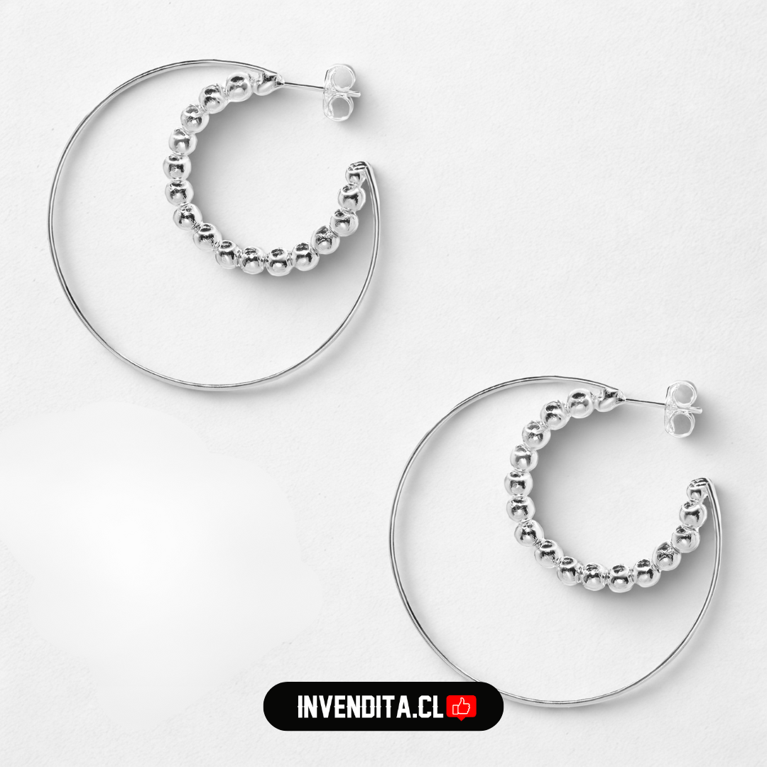Aros de plata 925 luna formada por esferas