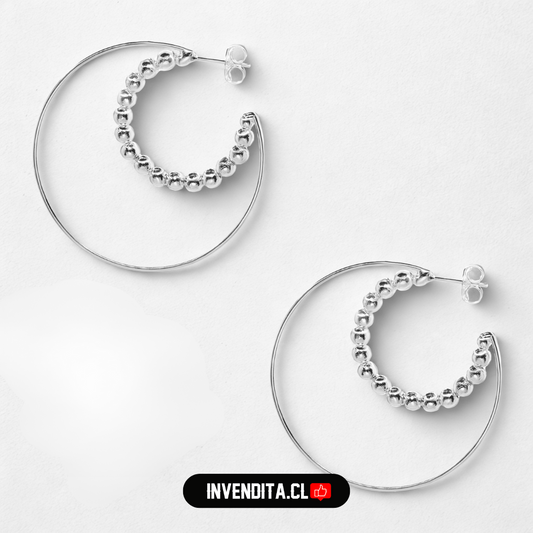 Aros de plata 925 luna formada por esferas