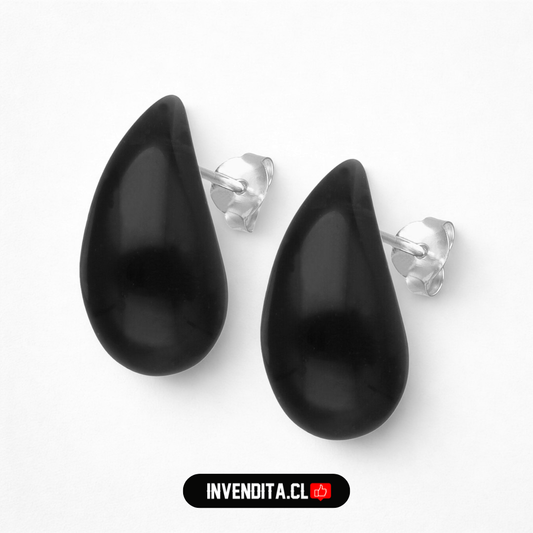 Aros de plata 925 gota chunky cuarzo ónix