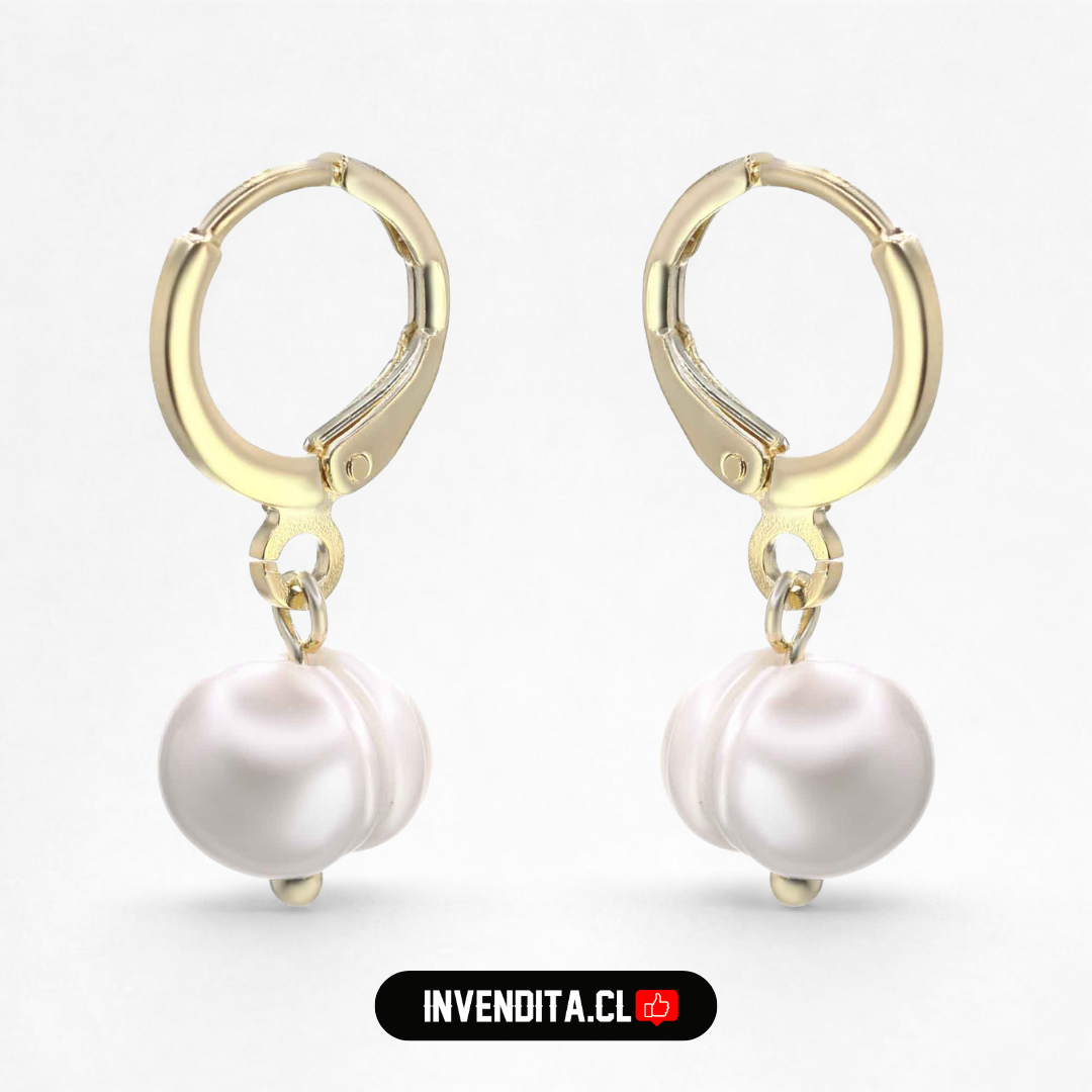 Aros enchapados en oro argollas con perlas planas de imitación