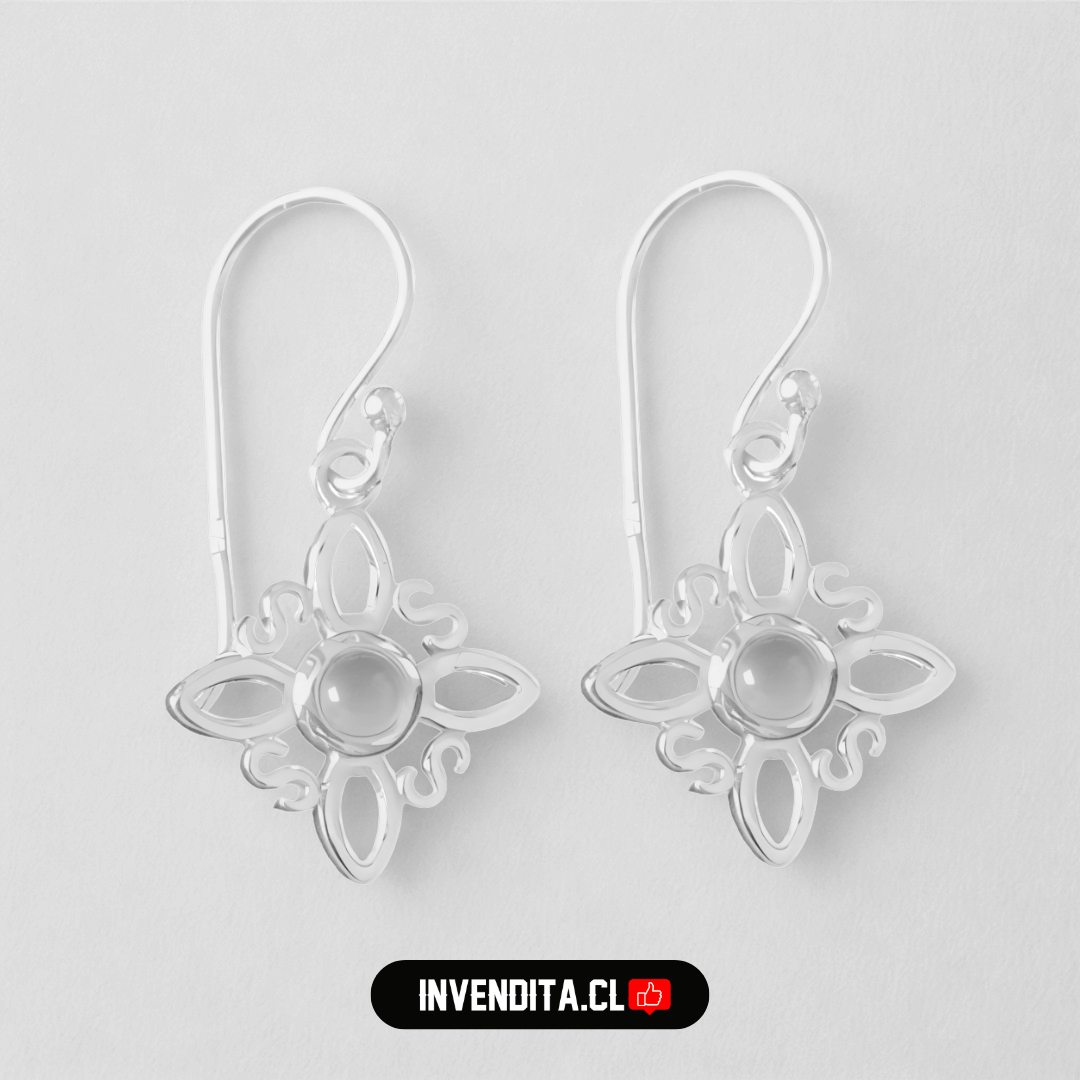 Aros de plata 925 nudo de brujas con piedra luna