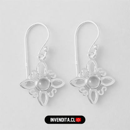 Aros de plata 925 nudo de brujas con piedra luna