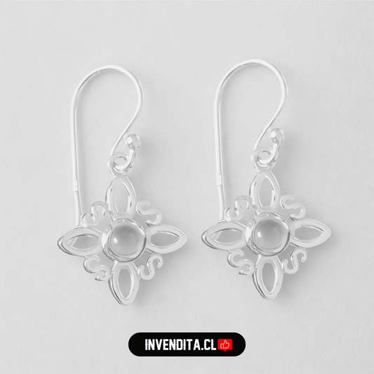 Aros de plata 925 nudo de brujas con piedra luna