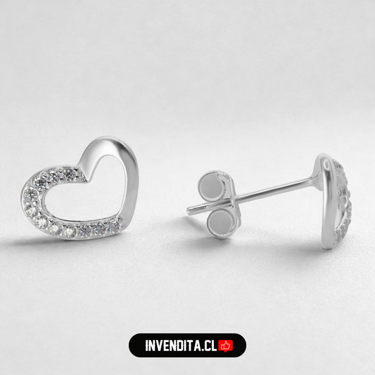Aros de plata 925 corazones irregulares con circones