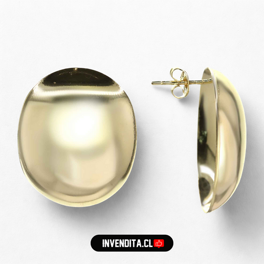 Aros enchapados en oro modelo ovalo liso