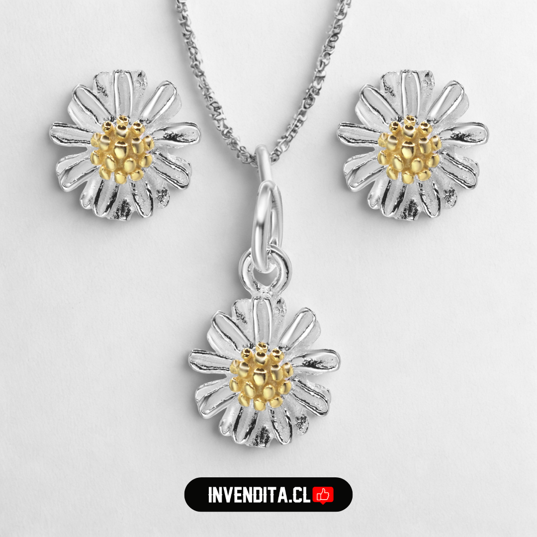 Conjunto de plata 925 modelo margarita