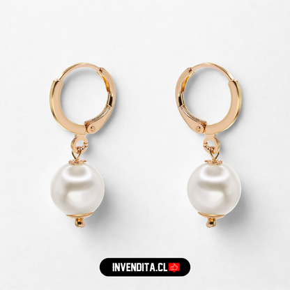 Aros enchapados en oro argollas con perlas de imitación