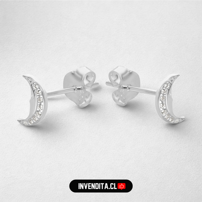 Aros de plata 925 semi luna con circones