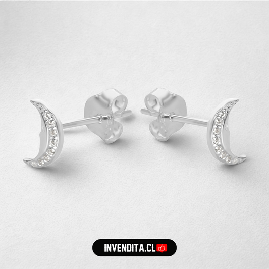 Aros de plata 925 semi luna con circones