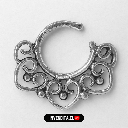 Aros de plata 925 piercing septum diseño corazones