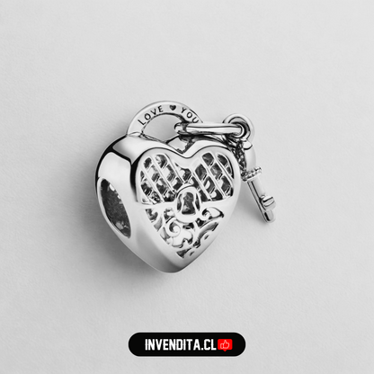 Charm estilo pandora corazón con llave