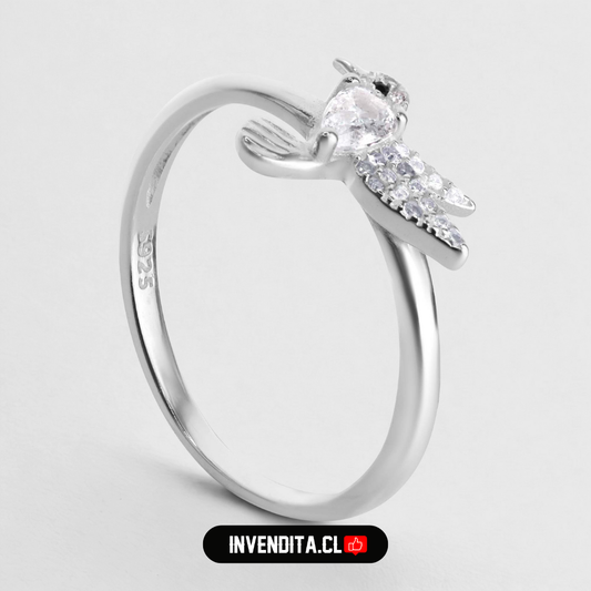 Anillo de plata 925 colibrí de circón