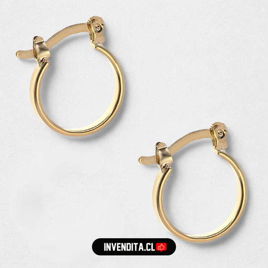 Aros enchapados en oro argollas con broche criollo medio