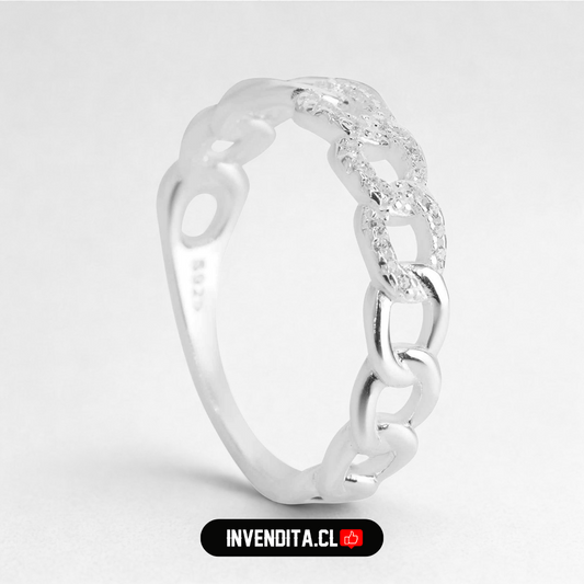 Anillo de plata 925 estilo cadena con microcircones