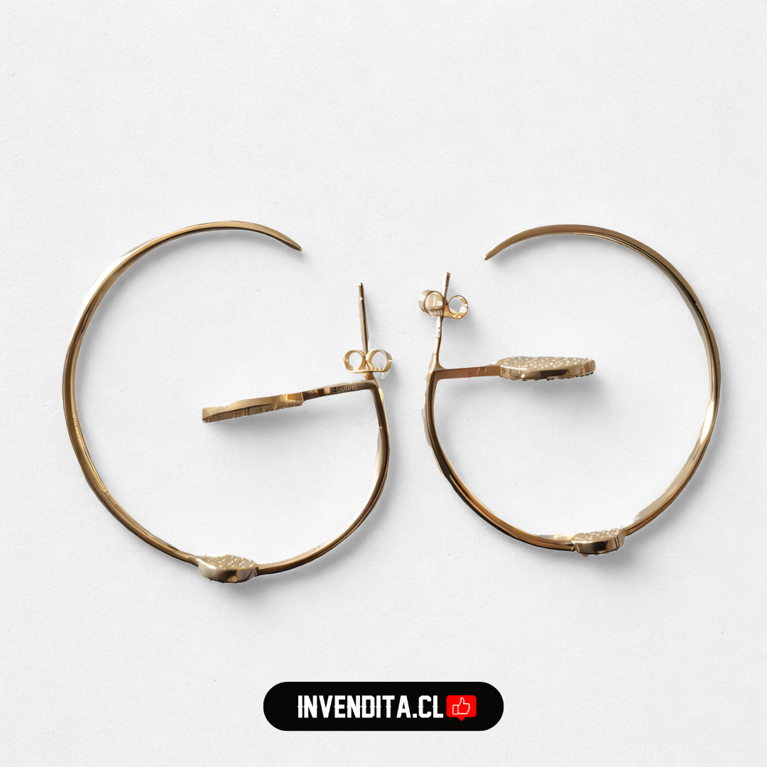 Aros enchapados en oro argollas grandes con doble detalle de circonio