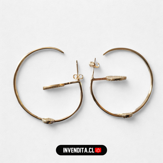 Aros enchapados en oro argollas grandes con doble detalle de circonio