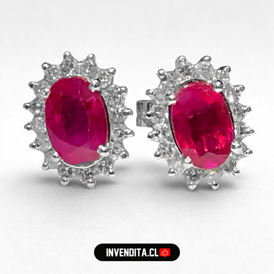 Aros de plata 925 estilo lady con circón rojo