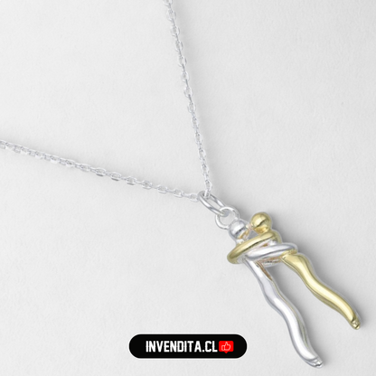 Collar de plata 925 diseño abrazo infinito de dos colores