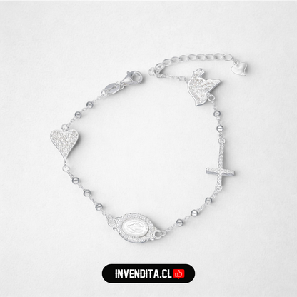 Pulsera de plata 925 estilo Virgen de los rayos milagrosa con Circones