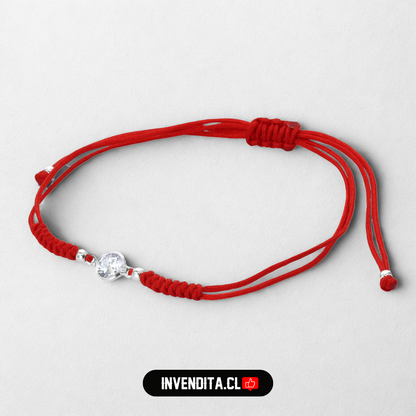 Pulsera de plata 925 hilo rojo con pequeño circón