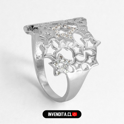 Anillo enchapado en plata lluvia de estrellas