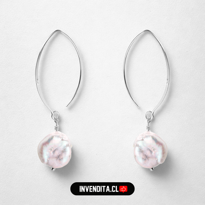 Aros de plata 925 estilo argolla con piedra nácar