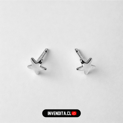 Aros de plata 925 piercing estrella gris