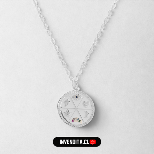 Collar de plata 925 medallón con diferentes signos
