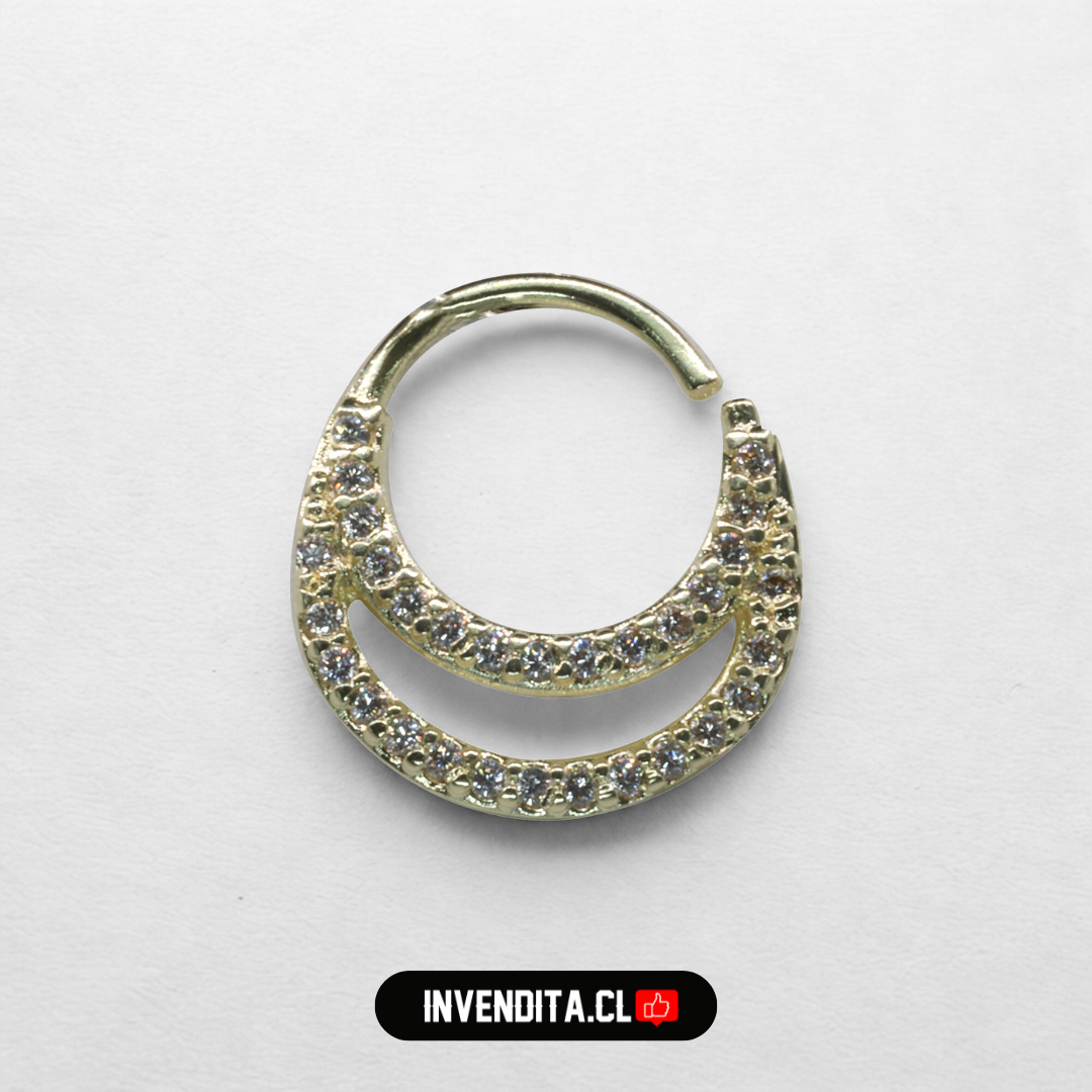 Aros enchapados en oro piercing septum con circones